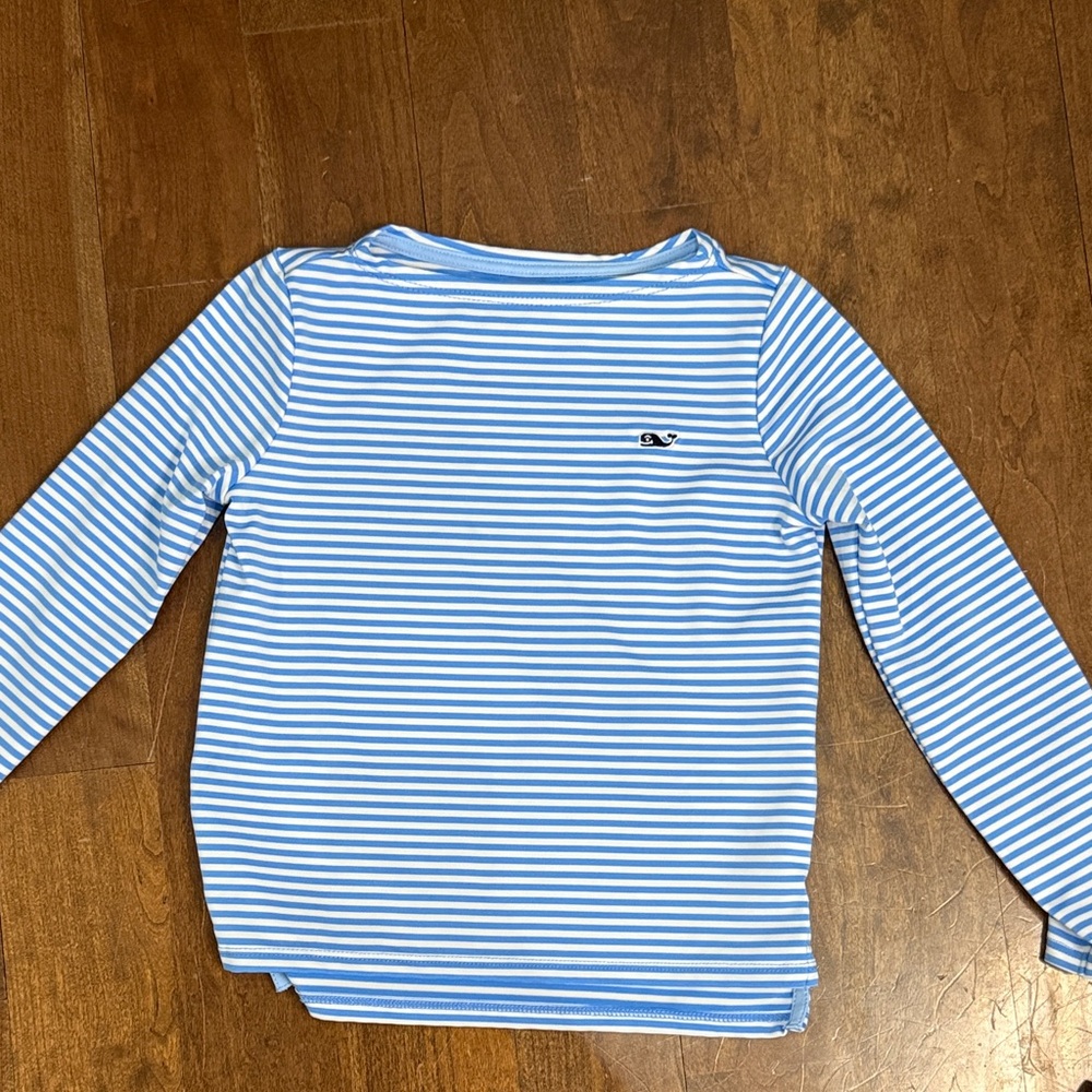 Vineyard Vines Kids Blue and White Striped Long Sleeve Tee